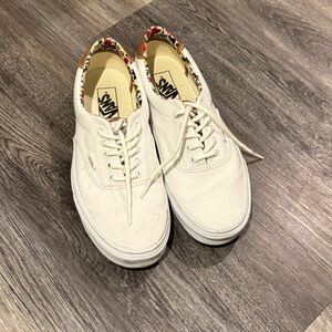 Vans Cream Sneakers with Floral Accent